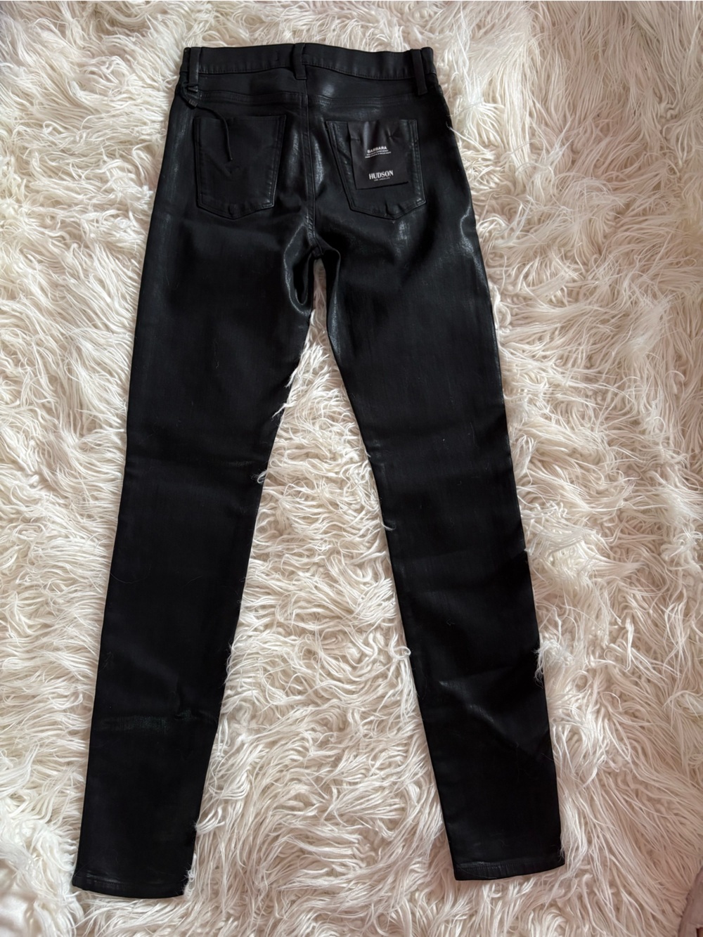 HUDSON Barbara High-Rise Super Skinny Coated Jeans Black Size 28 - Picture 5 of 8